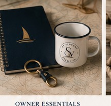 Notebook, mug and small owner essentials